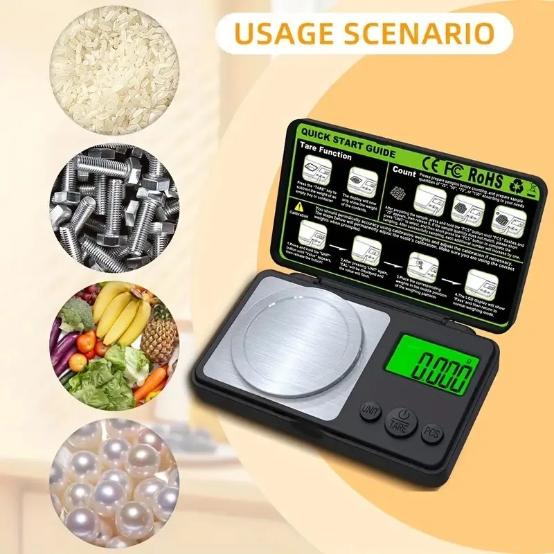 고정밀 0.001g 전자 보석 스테인리스 스틸 저울 측정 핀셋 분말 측정용 무게 보정 2025 신제품