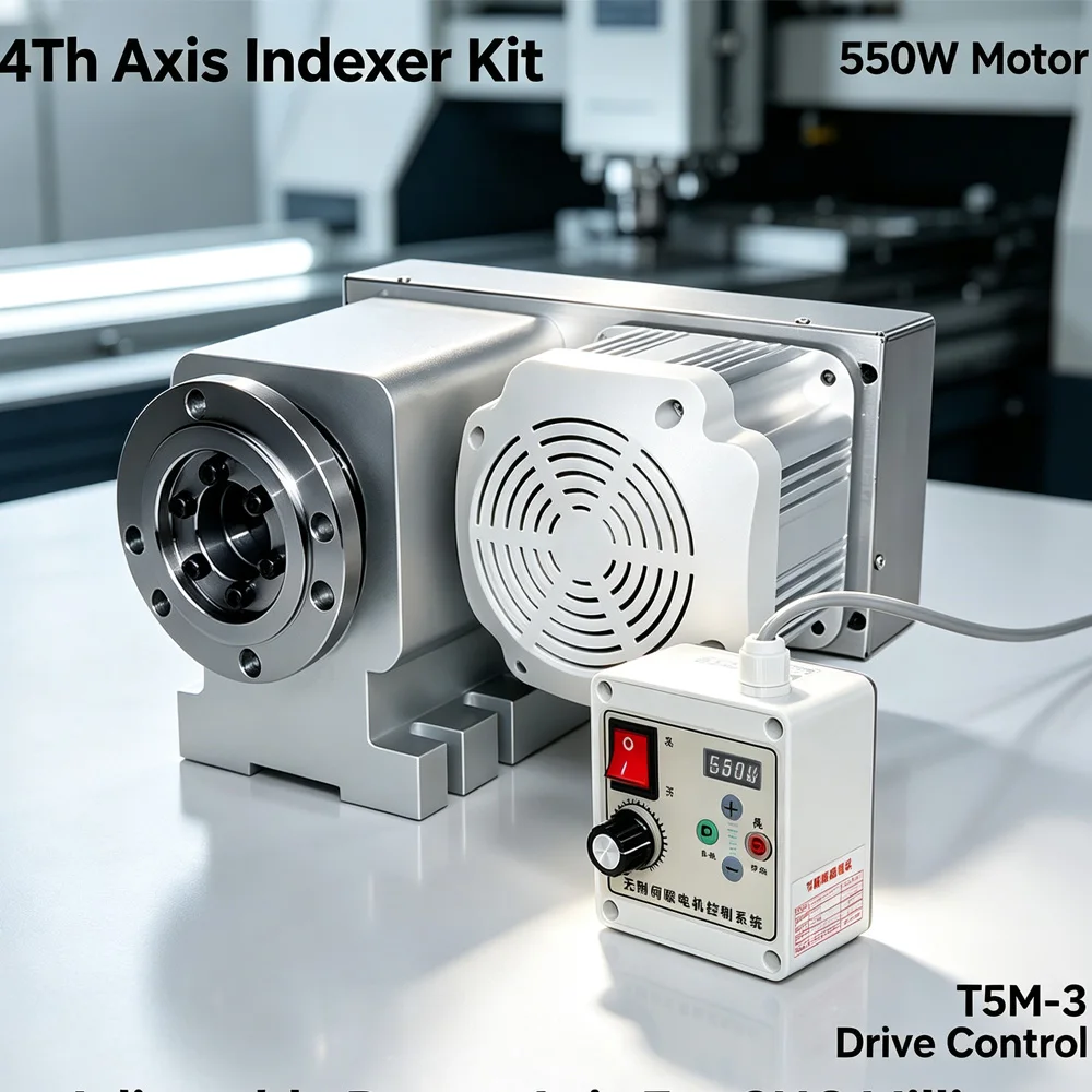T5M 3 100AB Adjustable Speed CNC Rotary A Axis Indexing Head 100mm 3 Jaw Chuck For CNC Milling Engraving Machine Machining Tool