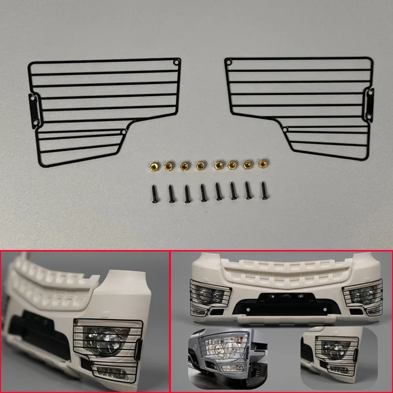2pcs Metal Headlight Guard Lampshade for 1/14 Tamiya RC Truck Tipper BENZ Arocs 3363 3348 Car DIY Parts