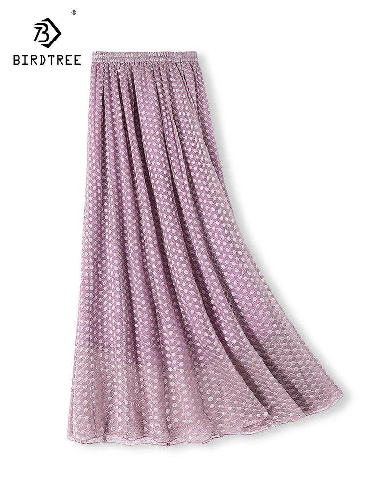 

Элегантные юбки BirdTree-Silk, с эластичной высокой талией и вышивкой, женская пляжная юбка А-силуэта для отпуска, весна 2026 B62495CC