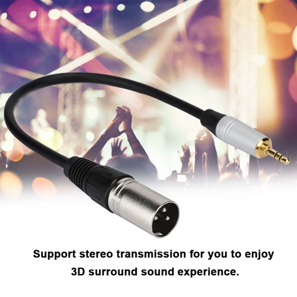 30cm 3.5mm Male To 3PIN XLR Male Flexible Plug and Play Male Audio Adapter Cable Stereo Transmission Cable Studio Recording