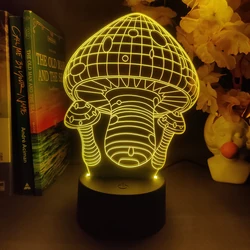 Cute Mushroom Lamp 3D Acrylic Illusion Nightlight for Kids Bedroom Bedside Table Decorative Lights Mushroom Desk Lamps Xmas Gift