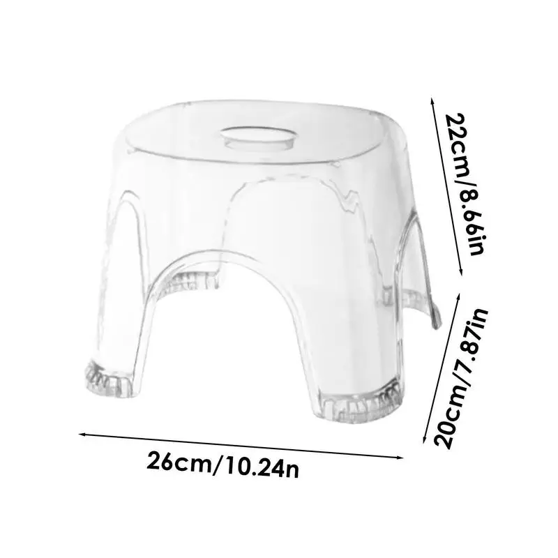 Taburete transparente antideslizante para baño, taburete bajo de plástico grueso para cambio de zapatos, ideal para la cabecera del baño