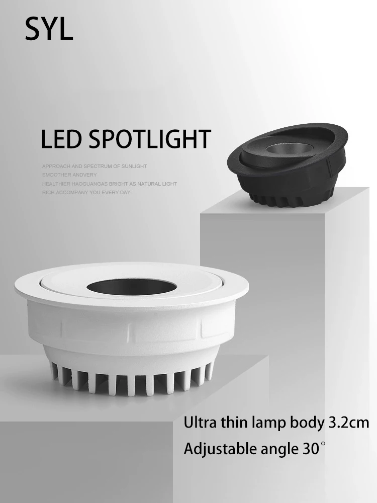 Led Spot Light Small Hole COB Spotlights Recessed Thin Slim Ceiling Lamp Anti Glare Adjustable Angle 3W 5W 7W 10W 75mm Home Foco