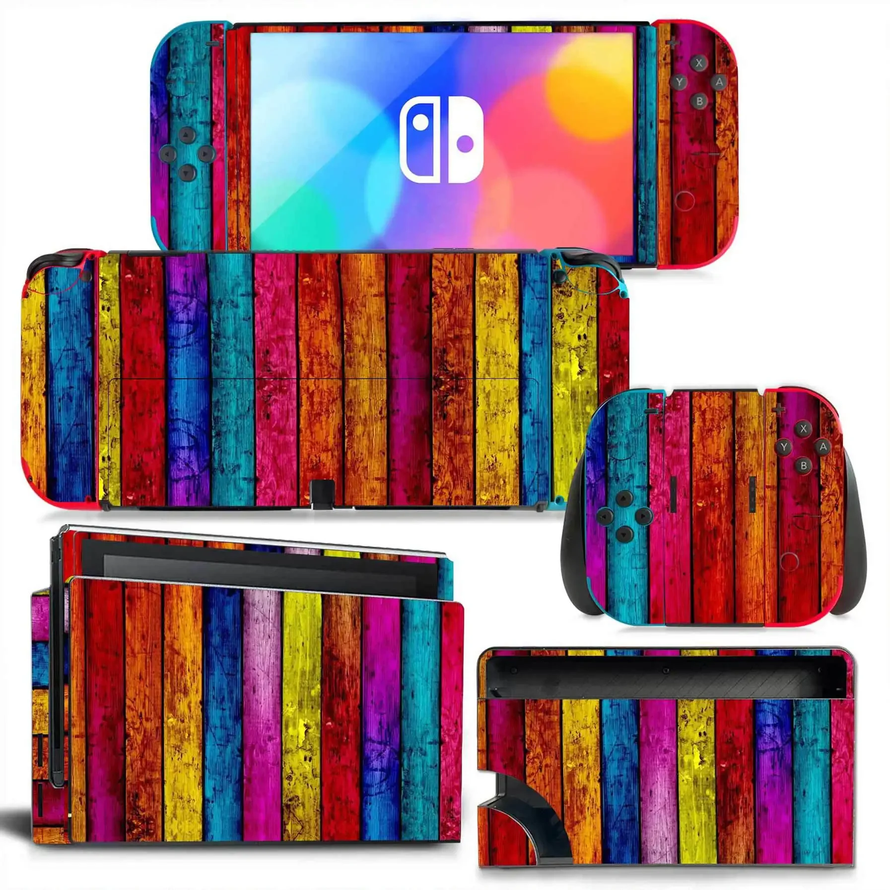 Wood Pattern Vinyl Skin for Nintendo Switch OLED Matte Finish Full Body Durable Protective Sticker