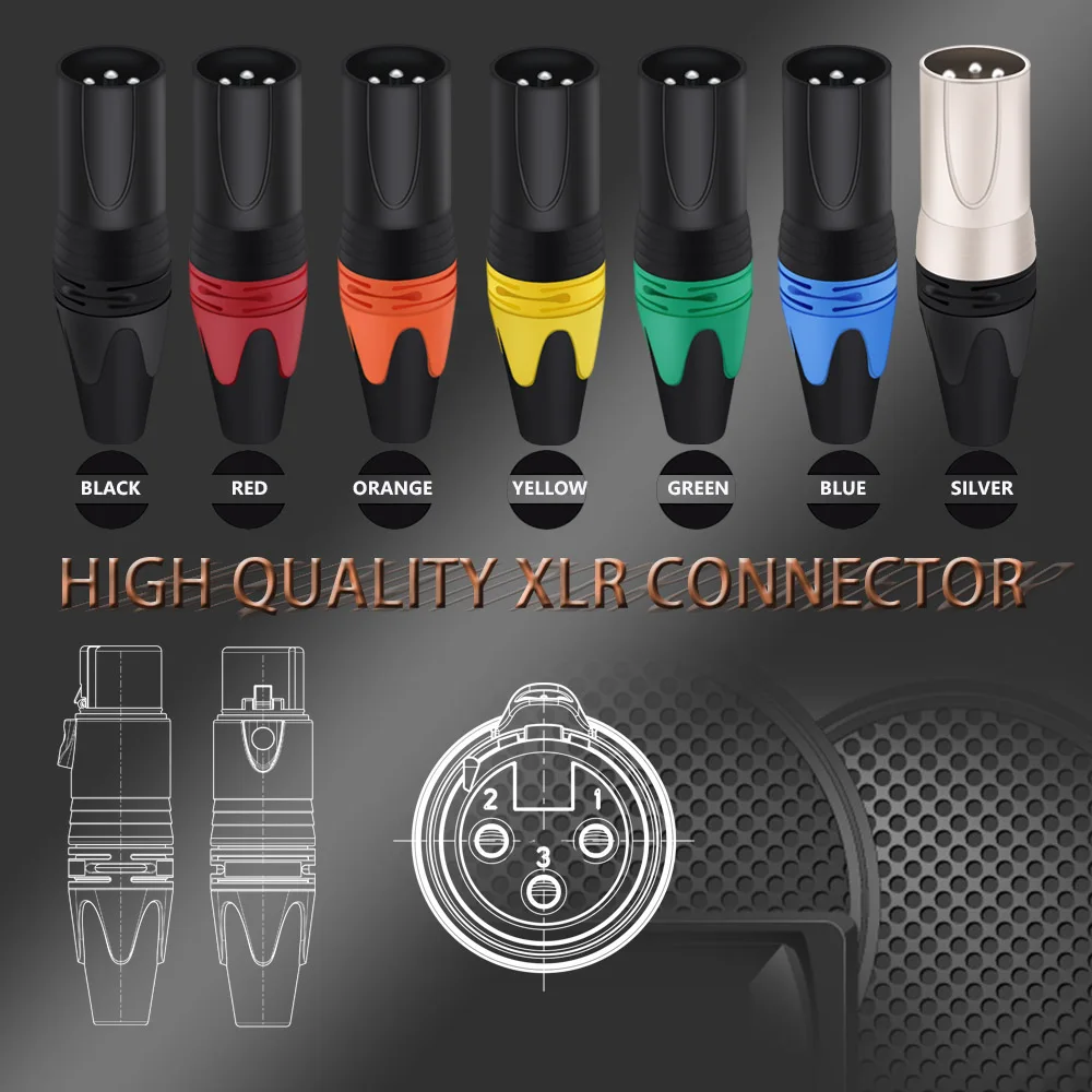 Imagem -02 - Pinos Xlr Connector Audio Plug Microfone Speaker Connector Masculino & Feminino Cor Mic Connector 25sets 50 Pcs