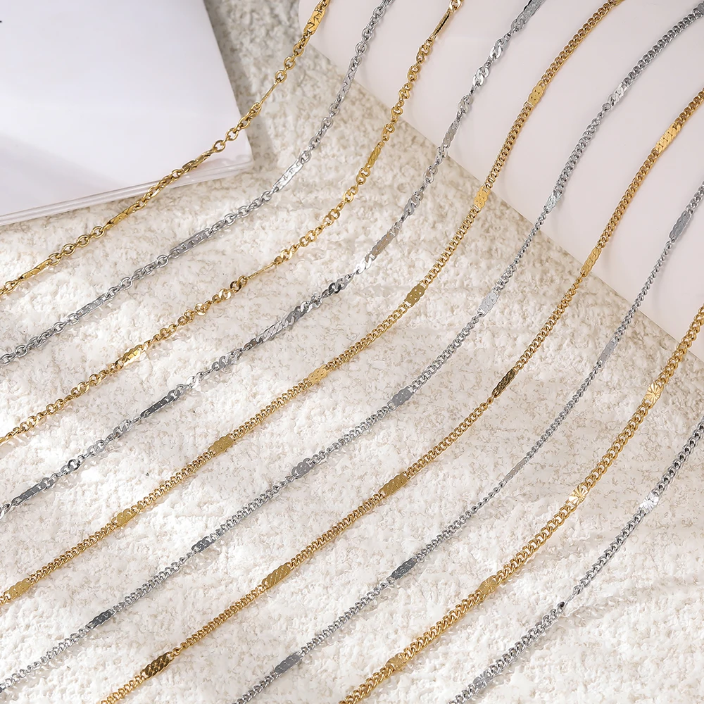 

1Meter/Pack Stainless Steel Link Chains Bulk Gold Color Necklace Chains for DIY Bracelet Necklace Jewelry Making Accessories