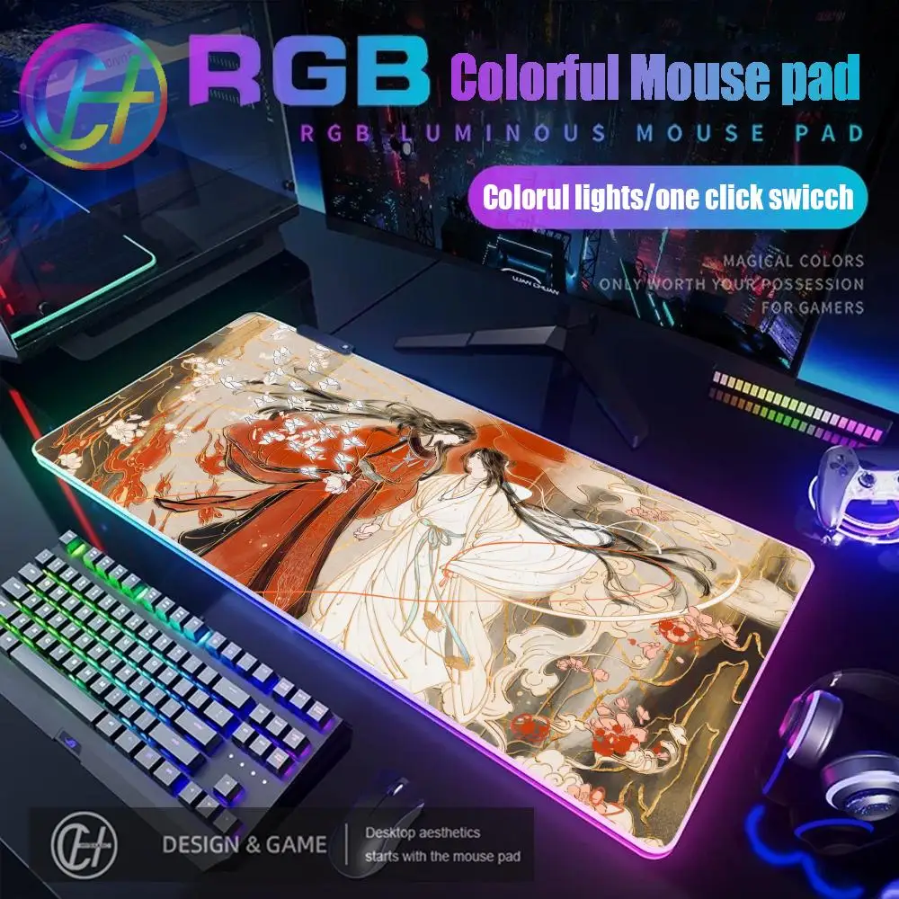 

HYBXAXC TGCF Xie Lian Hua Cheng Коврик для мыши RGB Игровой коврик для мыши Настольный коврик HD Gamer Большой светодиодный светильник XXL 90X40 Коврик для мыши