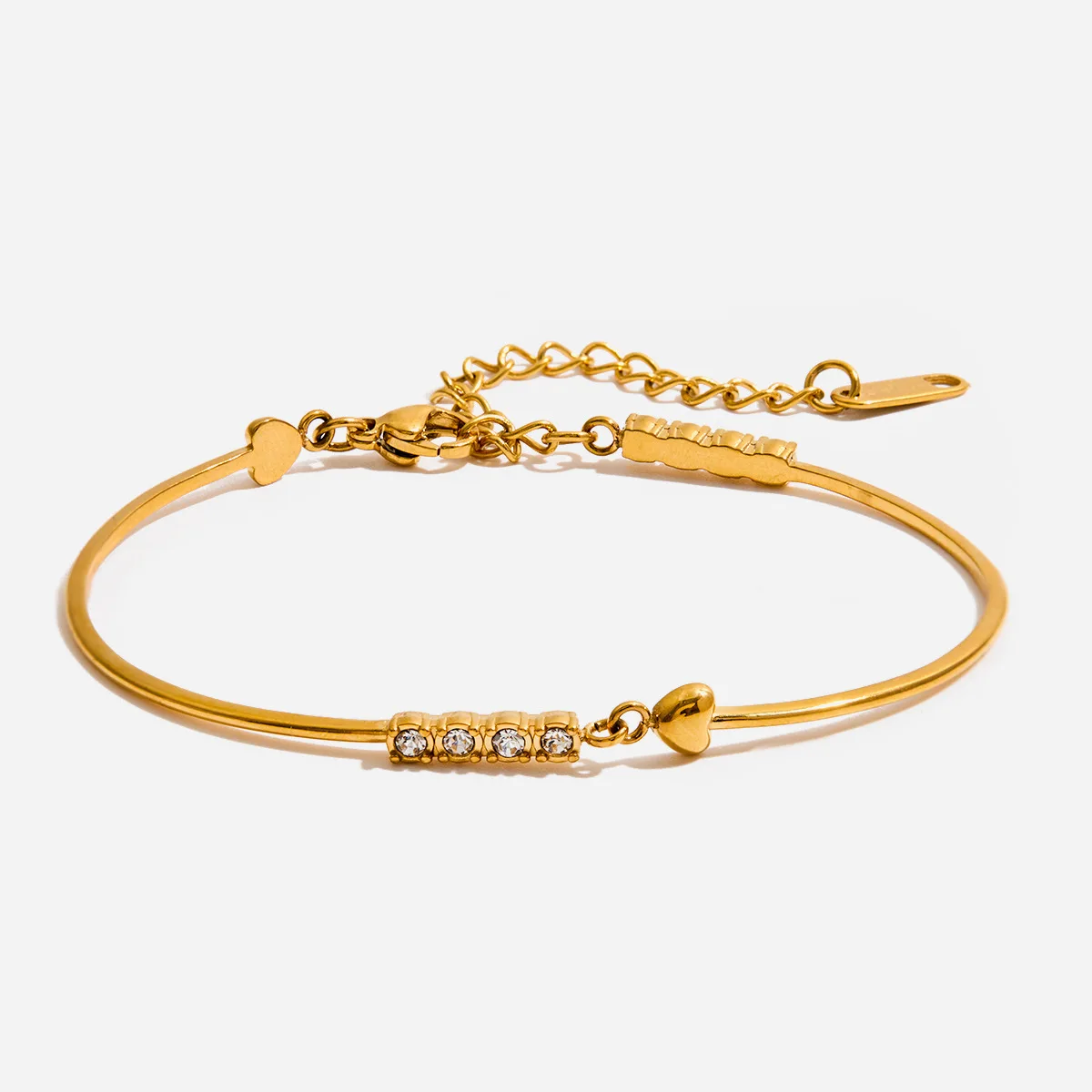 18K Gold Plated Stainless Steel Heart Wire Bangle,Waterproof Non-Fading Tarnish Free,Minimalist Clean Girl Aesthetic
