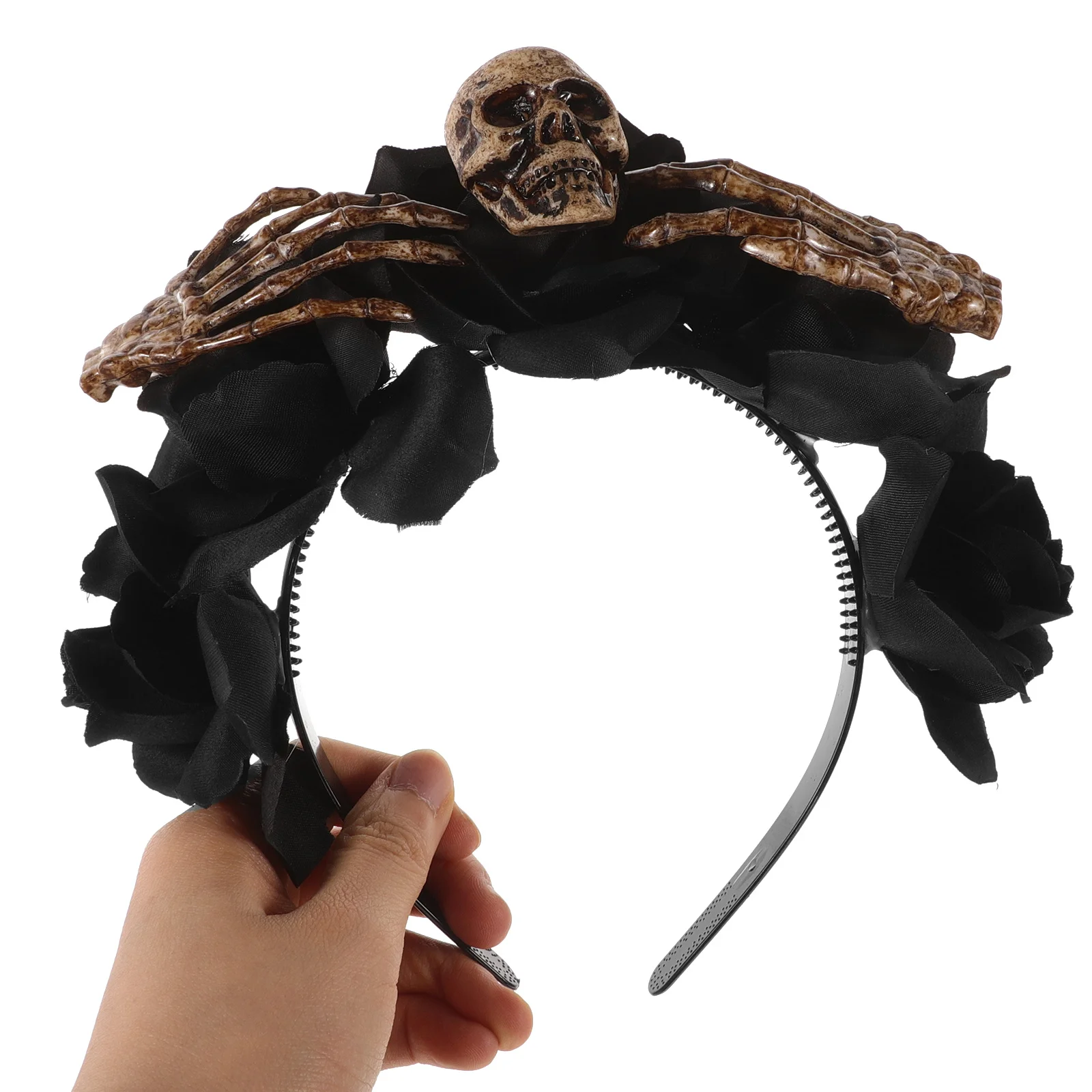 

Повязка на голову с черепом на Хэллоуин, вечерние повязка на голову с искусственными цветами, костюм, обруч для волос для косплея, украшение для вечеринки, повязка на голову