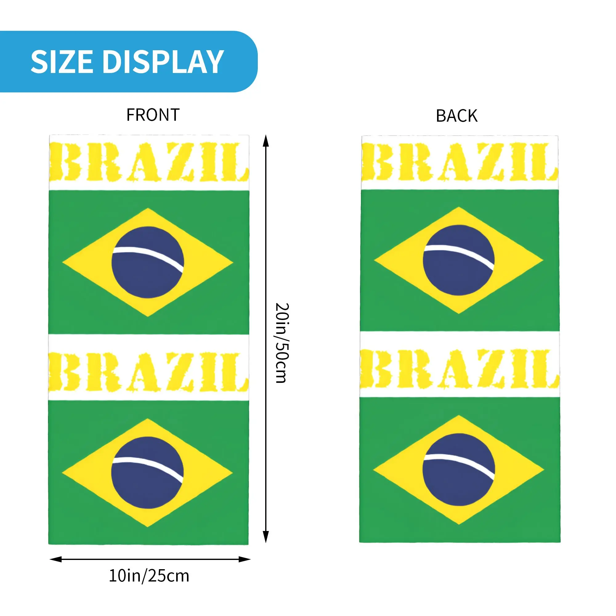 Brazil Flag Bandana Winter Neck Warmer Men Windproof Wrap Face Scarf for Ski  Gaiter Headband