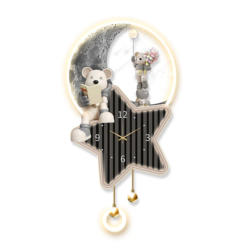 bear entrance decorative painting living room entrance corridor aisle mural television background wall clock hanging painting