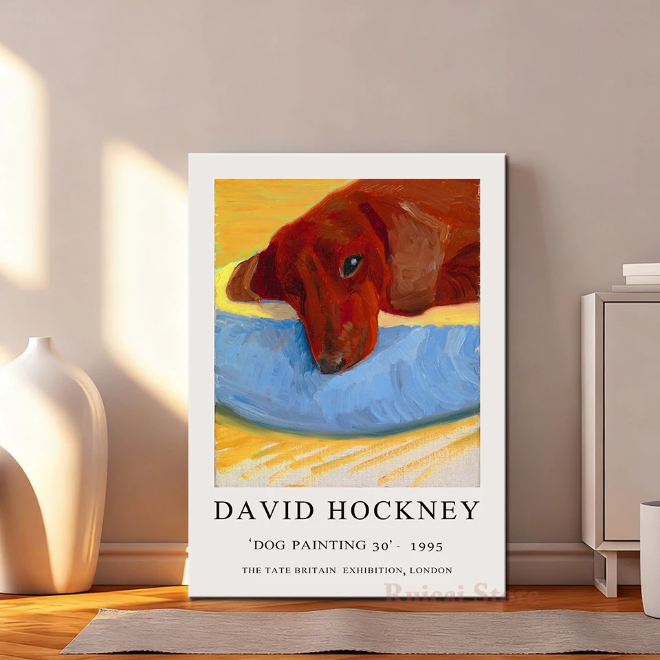 David Hockney SLEEPING DOGS Dachshund Canvas Print Art Poster Nordic Modern Wall Art Picture For Living Room Bedroom Home Decor