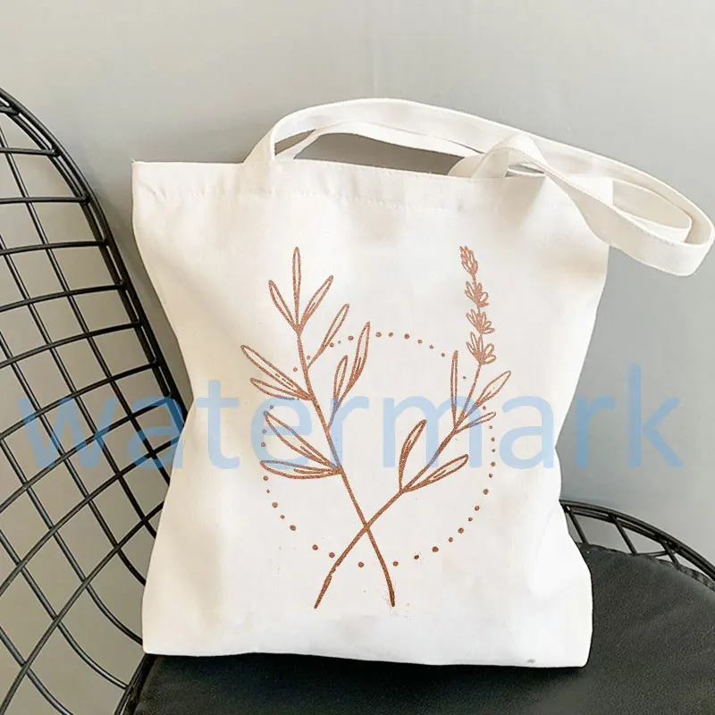 Flower Print Canvas Tote Bag Totes Aesthetic Bags for Women Shopper Shopping Bag Back To School Gift for Teacher Bolsa Feminina