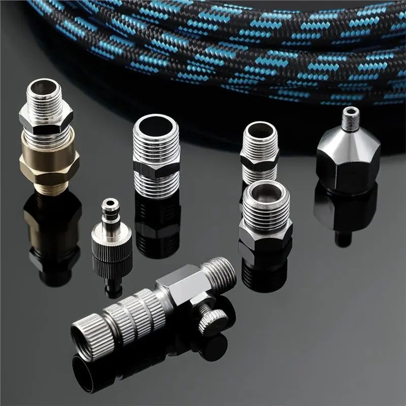 ABEZ Airbrush Kit Includes 10Ft Nylon Braided Hose, 1/8
