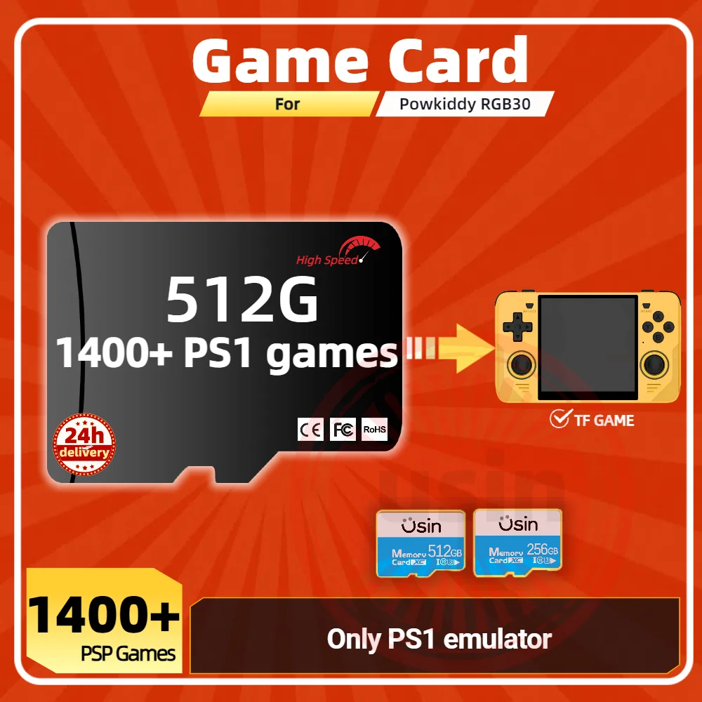 Game Card For Powkiddy RGB30 Memory TF Plug&Play Pre-install Retro Games PSP PS1 SD portable Handheld High Speed Card 1Tb 512G