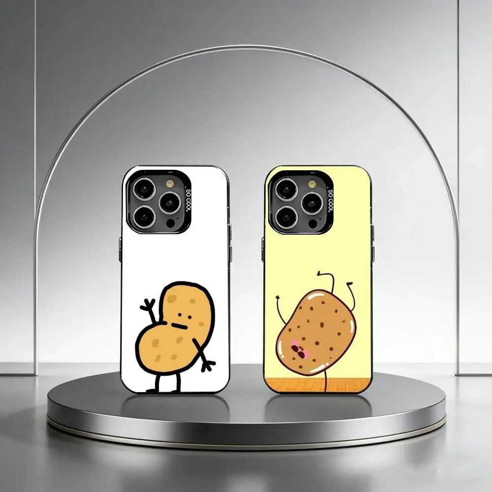 

Cute Little Potato Phone Case For iPhone 17,16,15,14,13,12,11 Plus,Pro Max,XS,Colored Silver Plated Inside Cover