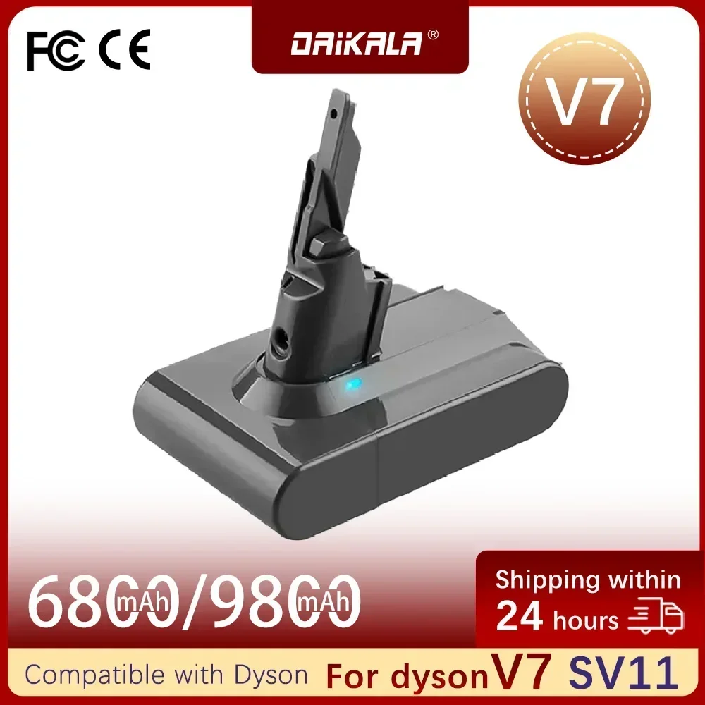 Battery For Dyson V7 SV11 21.6V 9800mAh lithium FLUFFY 9800 Trigger  Animal  6800 Car+Boat Tools Rechargeable Battery