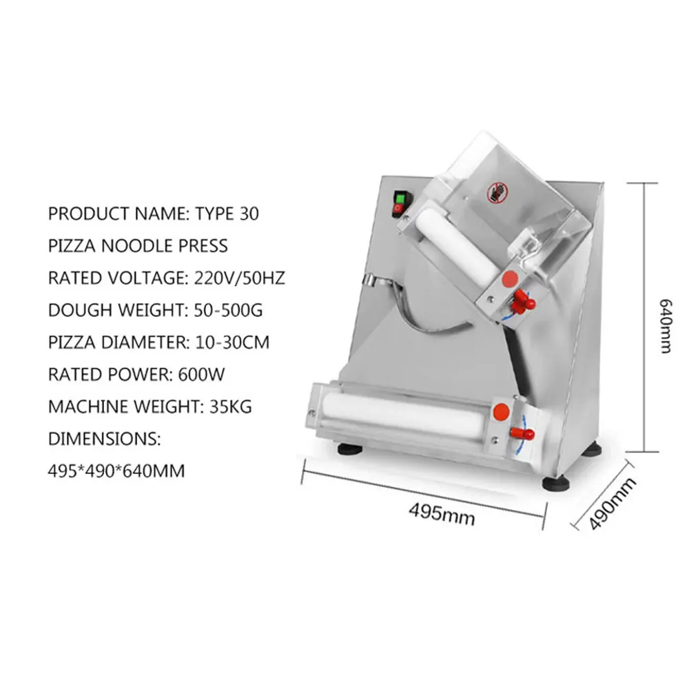 

Commercial Pizza Paste Pressing Machine Noodle Forming Press Machine Electric Dough Kneader 10-30cm