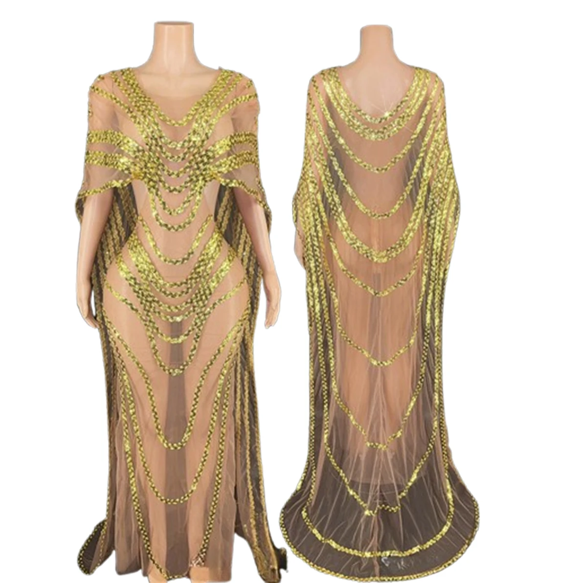 

Premium Mesh See-through Shawl Large Size Women's Dress Studio Exhibition Hall Model Catwalk Performance Clothes Party Dresses