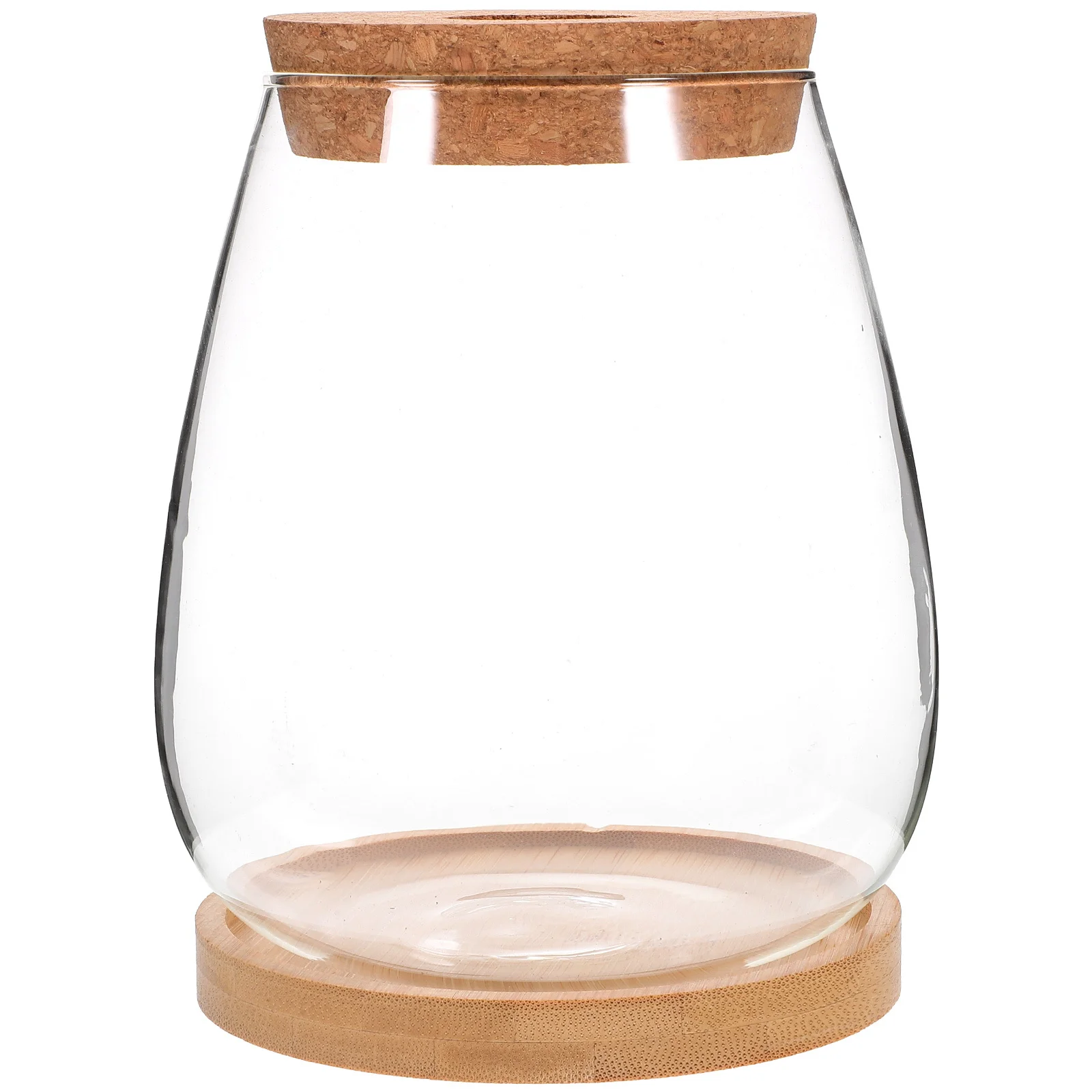 

1 set 1 Set Of Clear Glass Succulent Vase With Bamboo Saucer Hydroponic Plant Bottle Terrarium Jar For Home Garden Office Decor