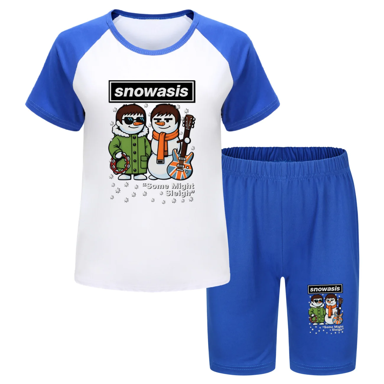 Snowasis Some Might Sleigh Kids Summer Pajama Set Short Sleeve T-Shirt +Shorts Baby Nightwear for Boys  Girls Toddler Clothing