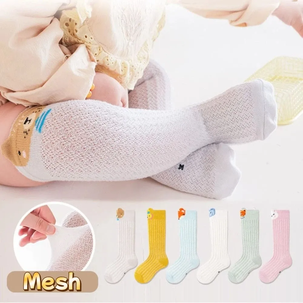 

6Pairs Sweet Cartoon Animal Calf Socks Baby Cute Mesh Infant Cotton Stockings Toddle Leg Warmer Above Knee Stockings Newborn