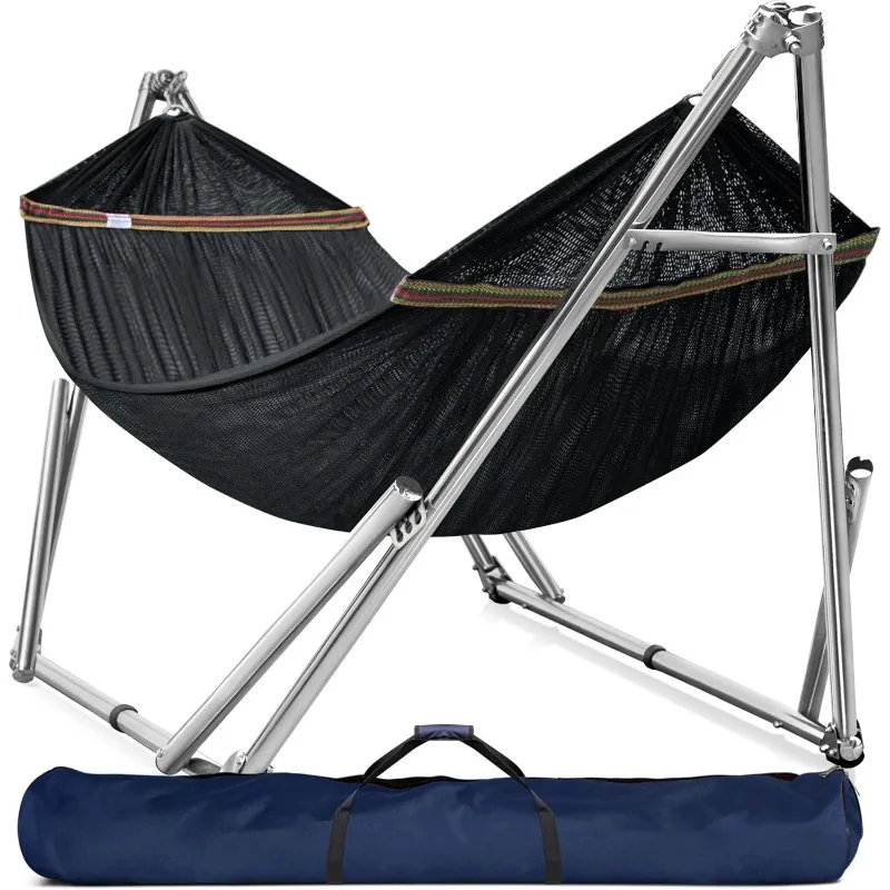 

Double Hammock with Stand 650lb Capacity Double Hammock with Spreader Bar, Solid Grade 201 Stainless Steel 30s