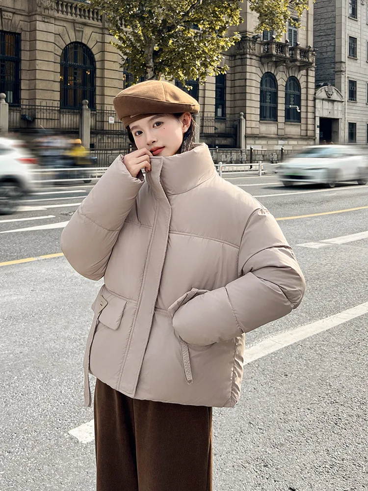 Vielleicht 2024 New Fashion Short Parkas Women Winter Jacket Stand Collar Coat Parkas Warm Snow Wear Cotton Padded Women Clothes