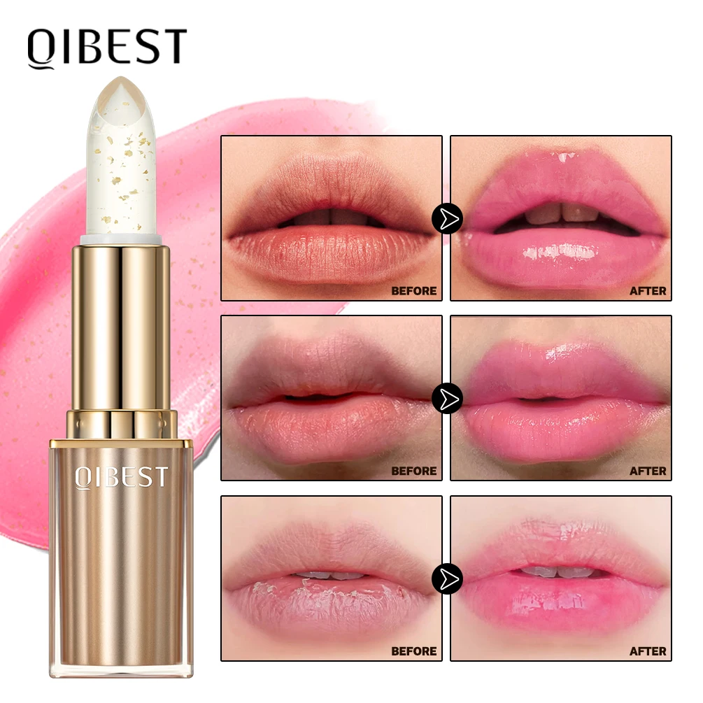 

QIBEST Color Changing Lipstick Glitter Lip Blam Transferproof Long Lasting Non-Sticky Moisturizing Glossy Shine Lip Stain Makeup