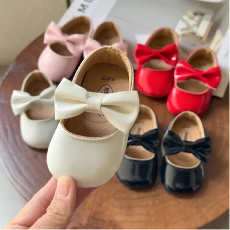 

VALEN SINAN ewborn Baby Shoes Infant Girl Shoes PU Anti-slip Bowknot Classic Princess Dress Shoes Toddler First Walker Crib Shoe