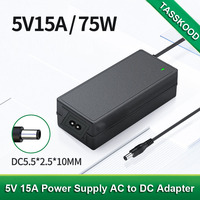 5V 15A 75W Power Supply 100V-240V AC to DC Adapter 15 amp Switching Converter for WS2811 WS2812B WS2813 2801 LED Strip Lights
