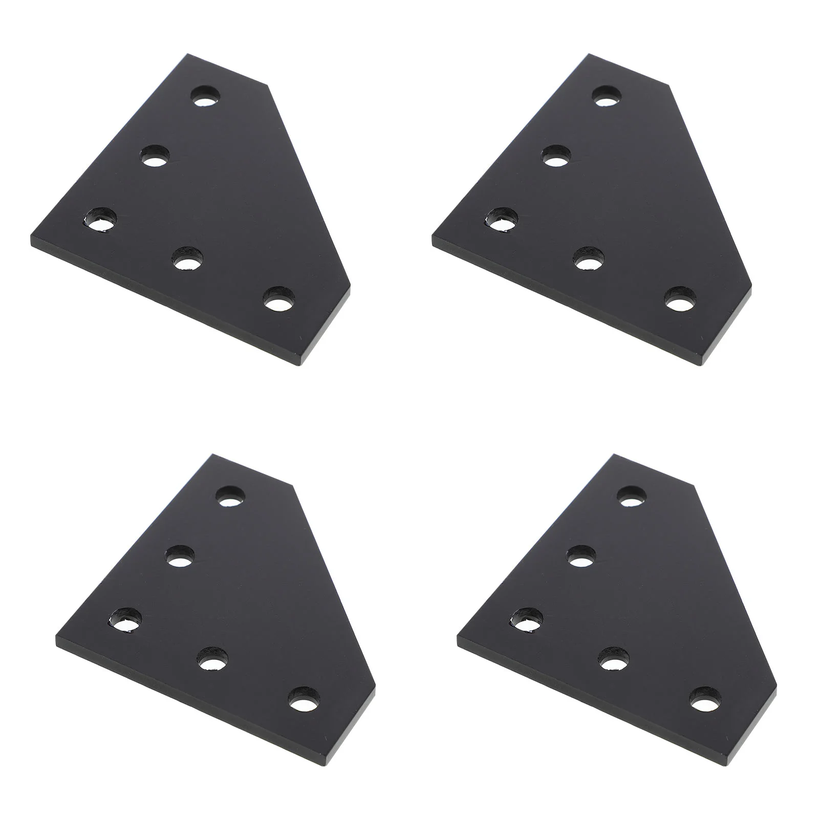 4pcs Aluminum L 5 Holes Right Angle Connecting Plate Black Joint Strip Firm Easy Install Polished Safe Use Life