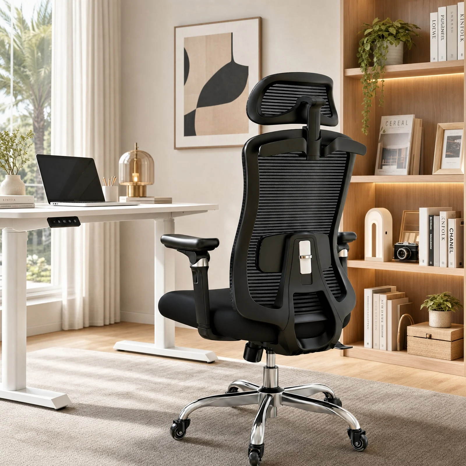 High Back Mesh Ergonomic Office Chair, 6D Adjustable Armrest & 3D Headrest, Seat Depth Adjustment, Lumbar Support, 4-Position Recline Lock, Quiet Rubber Caster Big and Tall Computer Desk Chair