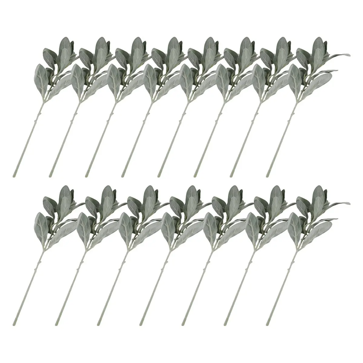 【ELEVATE LIFE】15 Pcs Artificial Flocked Lambs Ear Greenery Stem Faux Lamb's Ear Branches Picks Rustic Wedding Centerpiece ABDD