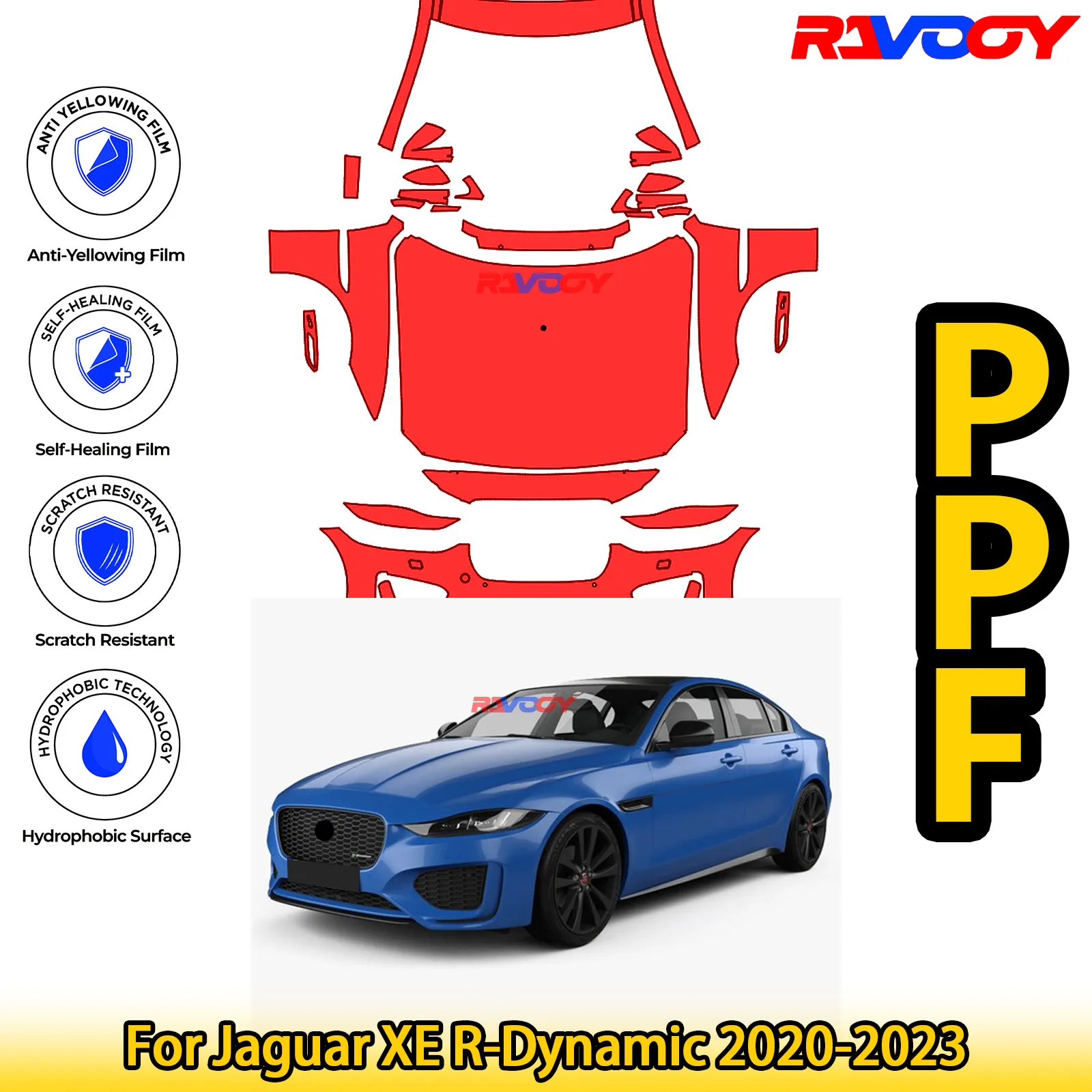 

For Jaguar XE R-Dynamic 2020-2023 Glossy Matte Black Precut front PPF Kit Paint Protection Film