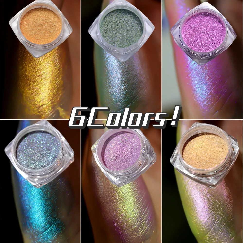 Multiple-color Aurora Chameleon Chrome Nail Powder Sparkly Neon Polarization AB Color Holographic Effect Nail Pigment Eye Shadow