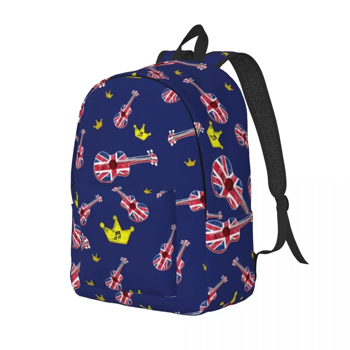 Union Jack British Uk Flag Ukulele Backpack Elementary High College School Student Guitar Bookbag Teens Canvas Daypack Outdoor