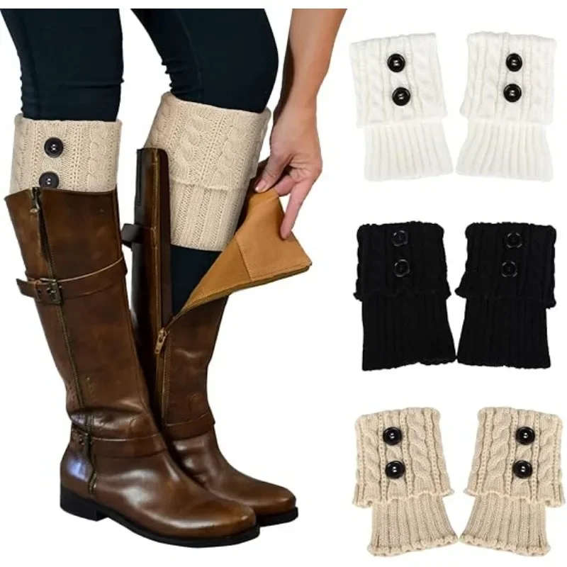 Winter Knit Boot Cuffs Women Cable Stitch Ankle Socks Cozy Short Leg Warmers NonSlip Soft Foot Covers for Fall and Cold Season