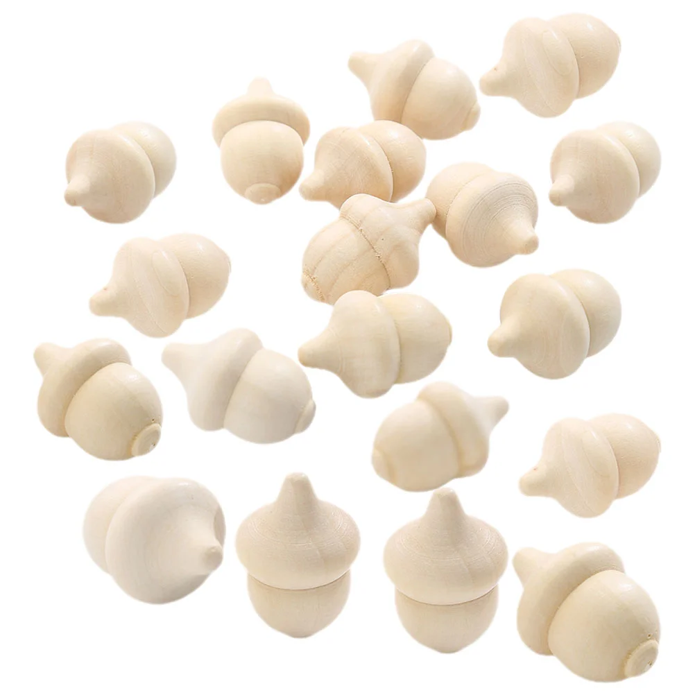 

30 Pcs Blank Ornaments Woody Acorn Craft Material Unfinished Wooden Jesus Embellishments Acorns Delicate Toys Mini Child