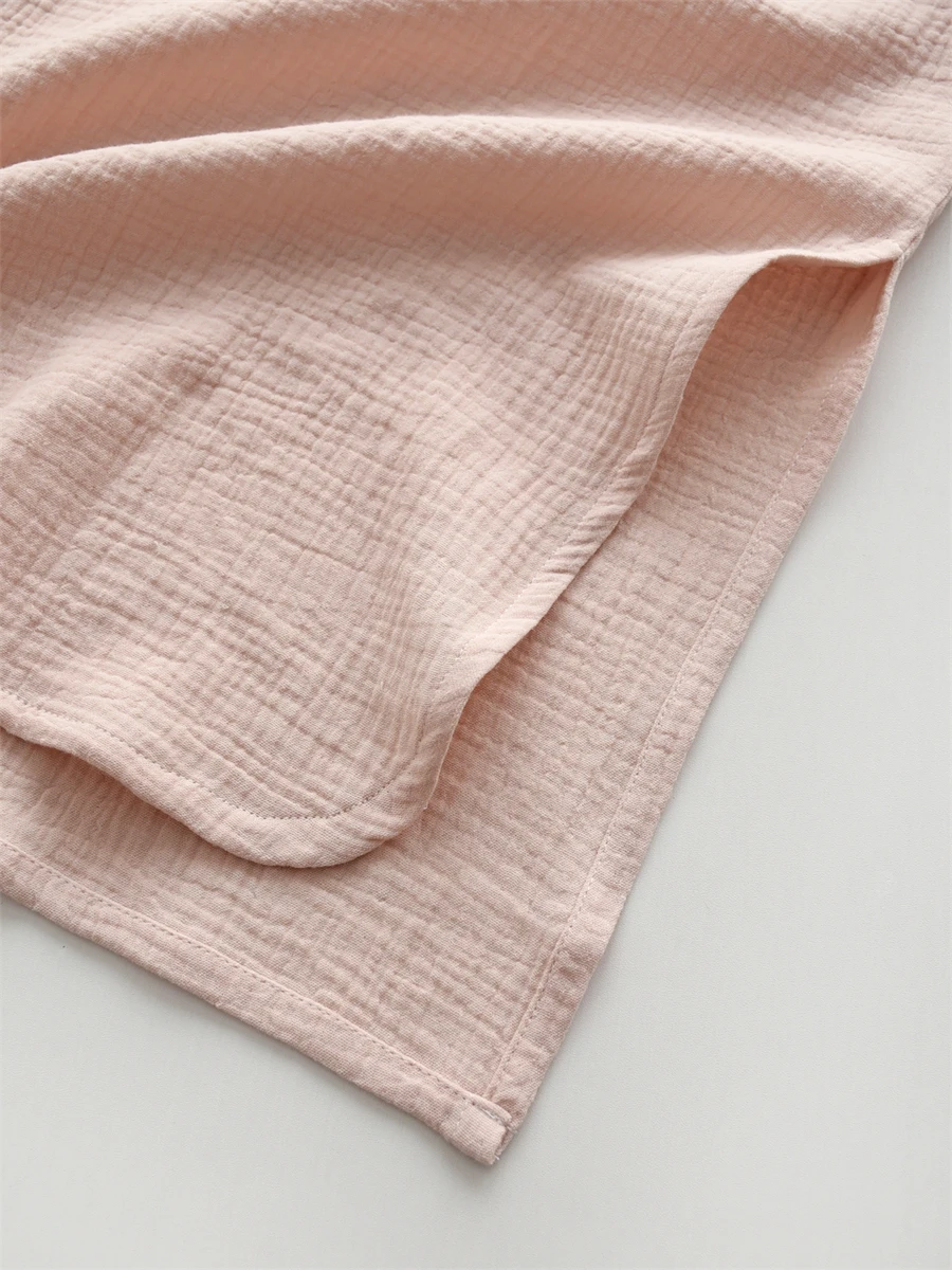 

Pure Cotton Gauze Sp Dr Women's Spring Summer Thin Long Sve Outerwear Home Clothes V-Ne Tie-Dye Cotton Gauze Dr