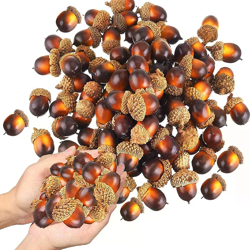 20PCS Artificial Mini Acorns Fake Fruit Props Lifelike Oak Nut Plants Model Craft For Home Kitchen Table Decor