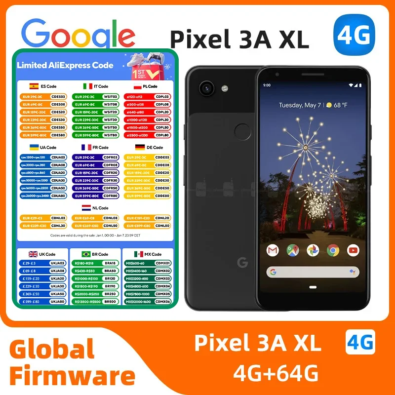 Google pixel 3a xl  4G 6Inch OLED  Screen Snapdragon670 18W Super Charge 3700mAh Battery OTG used phone