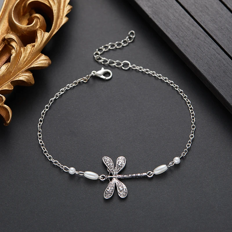 Vintage Cute Dragonfly Pendant Anklet for Men and Women Summer Beach Party Jewellery Accessories Holiday Exquisite Gifts