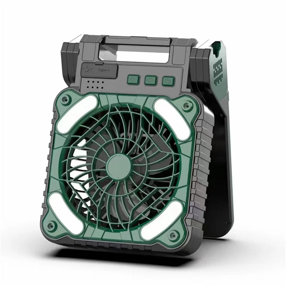 Вентилятор для кемпинга на солнечной энергии со светодиодным фонарем, 4 скорости, 90 шт. °   Складной портативный настольный вентилятор для уличной туристической палатки, персональный вентилятор-A