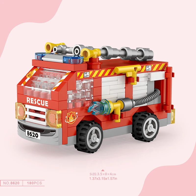 Mini Building Blocks Car Kit DIY Tank Fire Truck Locomotive Building Toy Ideal for Home Decor and Holiday Gifts