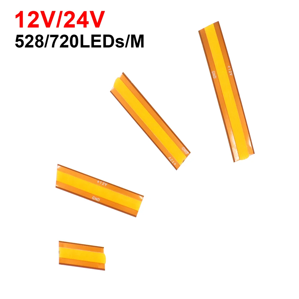 528/720 LEDs Free Cut COB LED Strip 12V 24V 5m 10m 20m Flexible Light Tape 3000K 4000K 6000K Bright Linear Lighting 1m 2m 0.5m