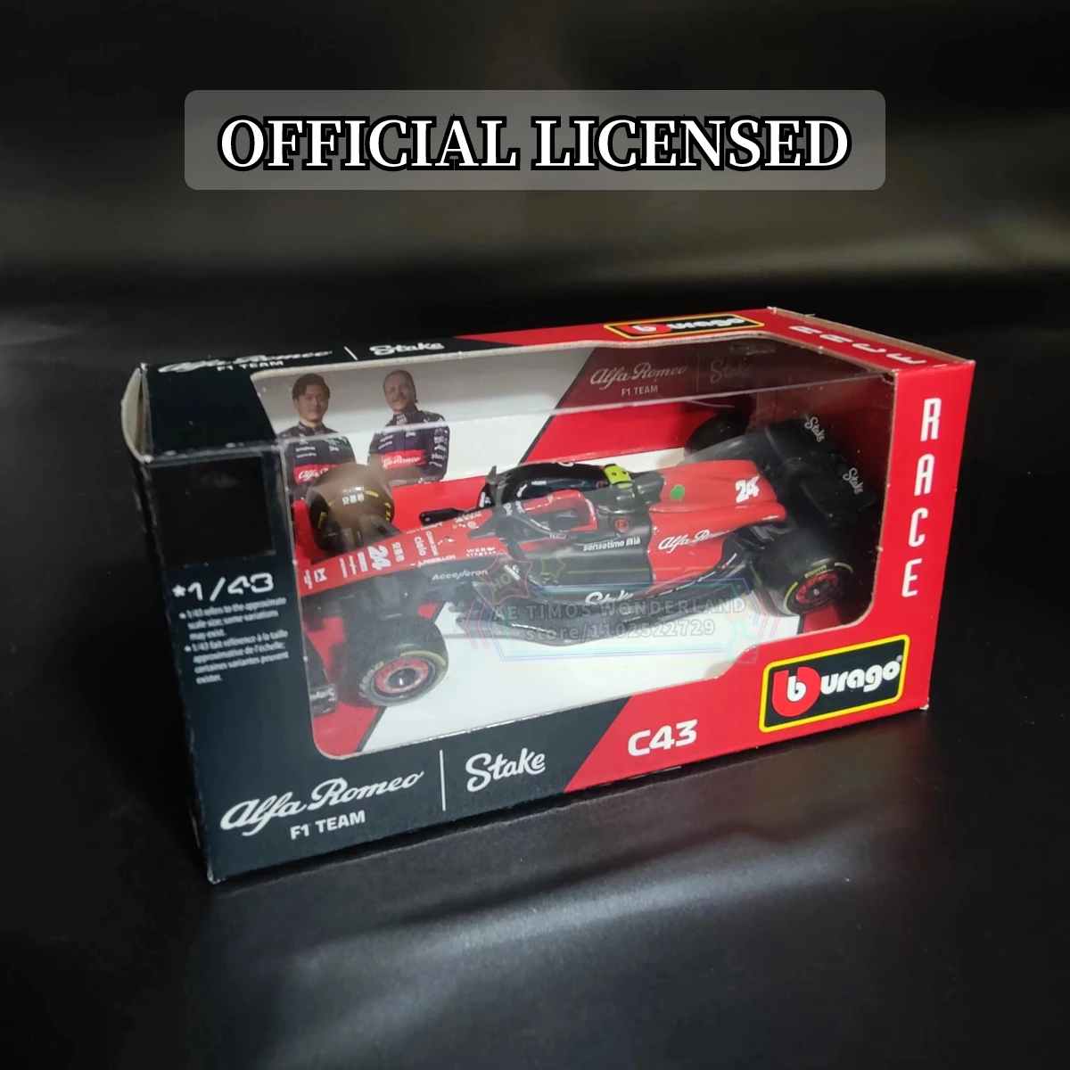 Bburago 1:43 2023 Alfa Romeo C43 Replica F1 Racing Car Model Miniature Scale Diecast Toy Formula 1 Fans Kid Xmas Gift for Boy