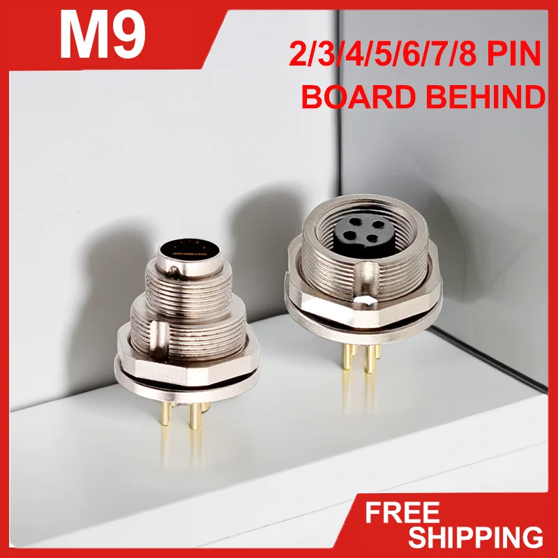 

5/10/100 Sets M9 Male&Female Board Behind Aviation Plug Socket Assembly Ip67/68 Waterproof Connector 2/3/4/5/6/7/8 Pins