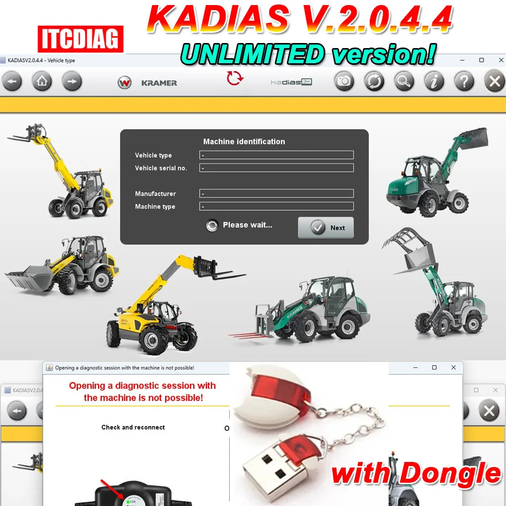 

2023 KADIAS v.2.0.4.4 Upgrade 5 Level UNLIMITED for Kramer Wacker Neuson Weidemann Supports CANFox EC2112 IFM USB/CAN-RS232 Tool